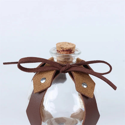 1/6PCS Medieval Belt Cosplay Elf Leaf Embossed Retro Leather Belt With Potion Glass Magic Bottle Viking Knight Halloween Belt