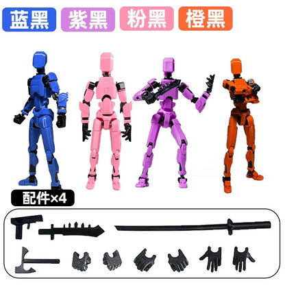 T13 Multi-Joint Robot Action Figure with Dog – 14cm Poseable Model