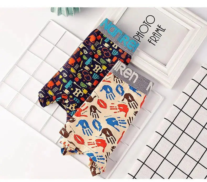 Men's Cotton Boxer Shorts 4PCS Breathable Printed Underwear