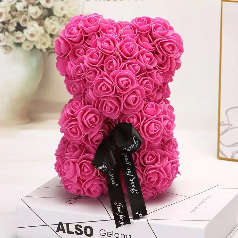 Rose Bear Gift 25cm Artificial Teddy Rose Bear with Box