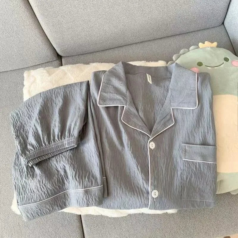 Men's Slim Fit Pajama Set Short Sleeve Summer Loungewear