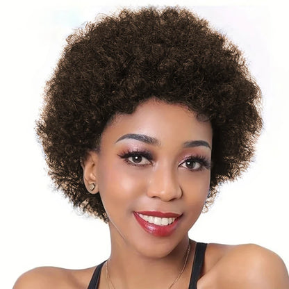 Afro Kinky Curly Wig 6 Inch Pixie Cut Human Hair