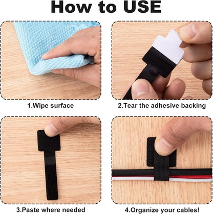 Reusable Velcro Cable Ties – Adjustable Self-Adhesive Cord Organizer
