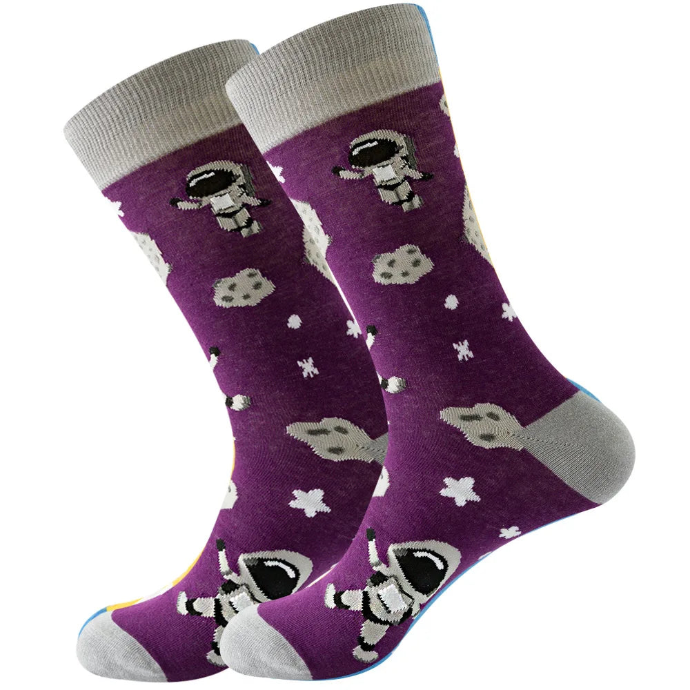 Men's socks original design happy socks animal food astronaut men's socks crew geometric women's socks halloween socks