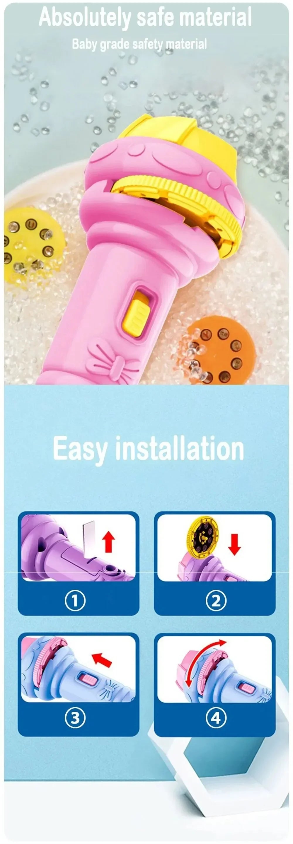 Kids Projection Flashlight Toy with 80 Cartoon Images