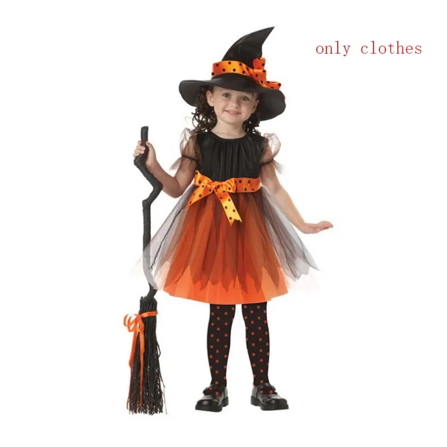 Kids Vampire Costume Gothic Halloween Dress with Accessories