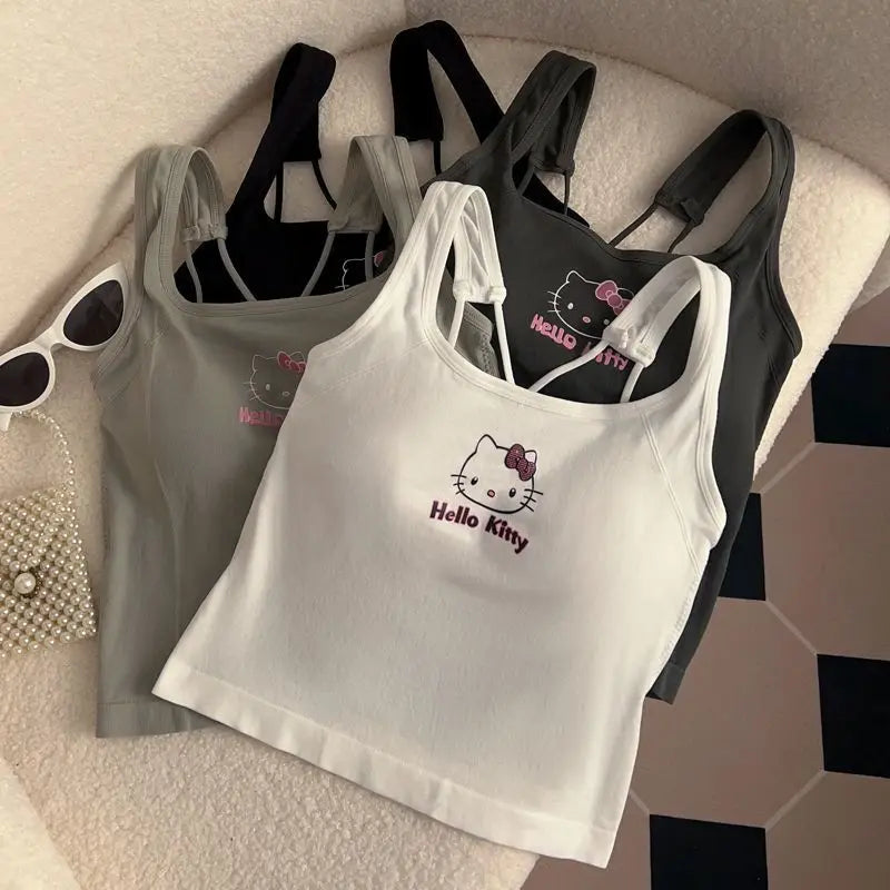 Hello Kitty Printed Tank Top – Cute Summer Cami with Built-In Padding