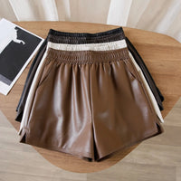 Women's PU Leather Shorts – High Waist Loose Fit Black Shorts