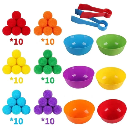 Kids Rainbow Sorting & Counting Toy Set – Color Classification Game with Tweezers