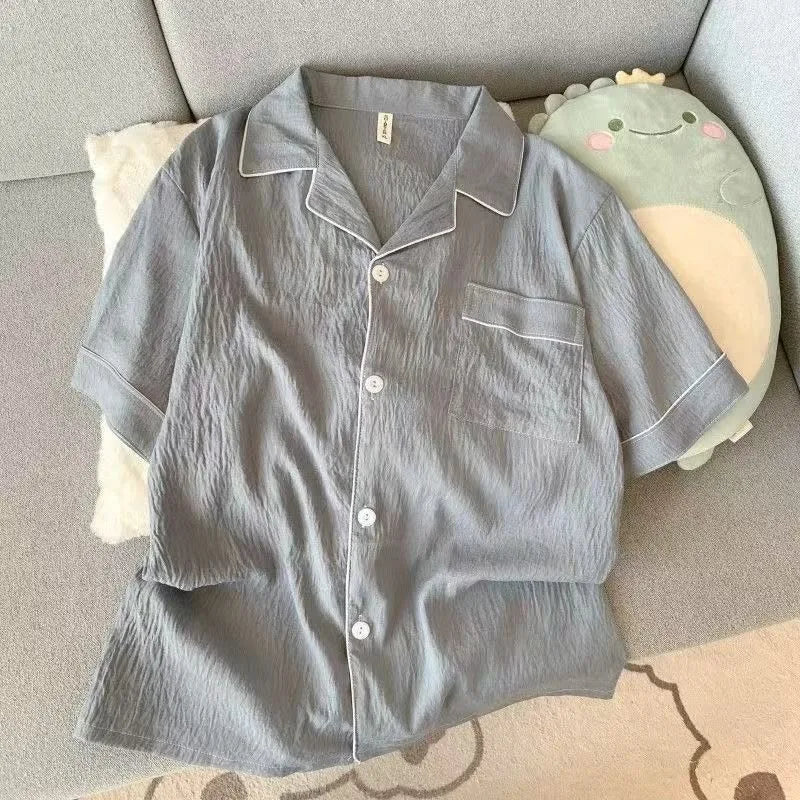 Men's Slim Fit Pajama Set Short Sleeve Summer Loungewear