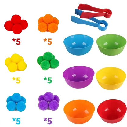 Kids Rainbow Sorting & Counting Toy Set – Color Classification Game with Tweezers