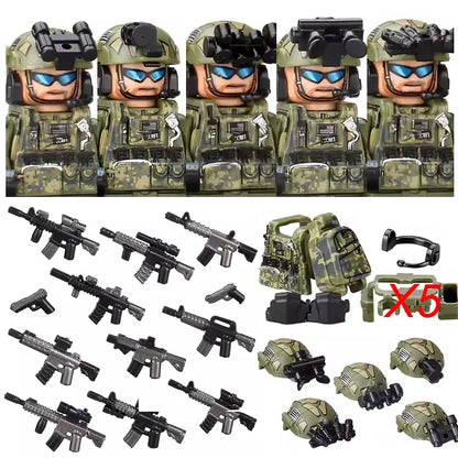 Military Soldier Building Blocks Mini Figure Set with Accessories