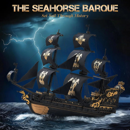 Wooden Sailing Ship Model Kit 3D Seahorse Barque Puzzle