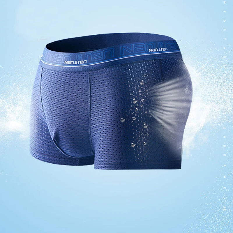 Men's Ice Silk Boxer Shorts 4PCS Breathable Mesh Underwear
