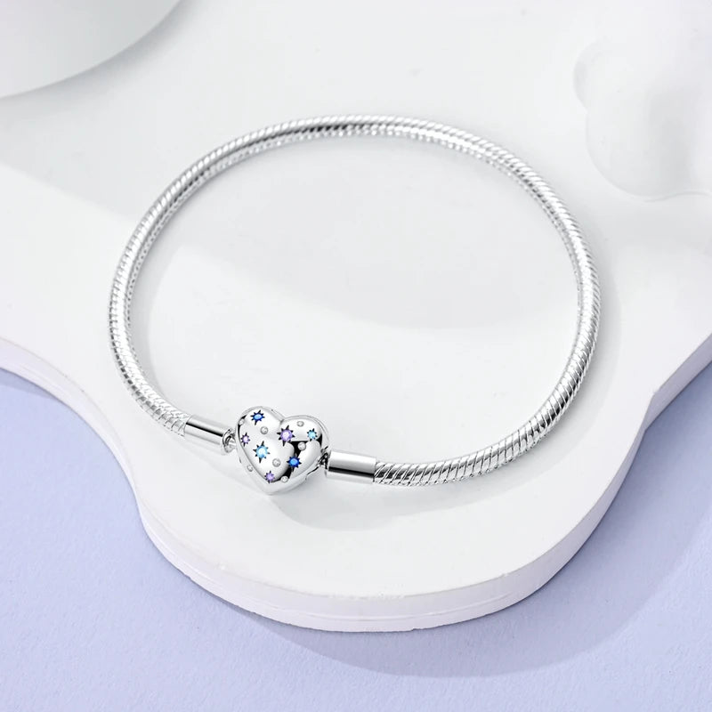925 Sterling Silver Heart Bracelet with Zircon Accent