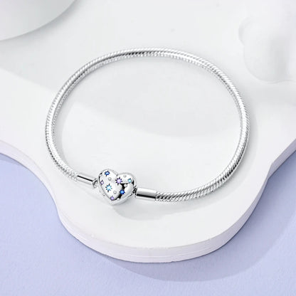 925 Sterling Silver Heart Bracelet with Zircon Accent