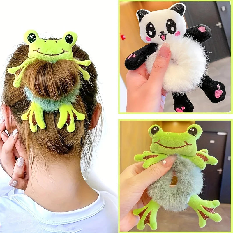 Frog Plush Hair Scrunchie Cute Elastic Ponytail Hair Band