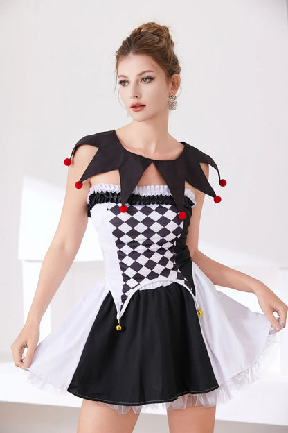 New Halloween Clown Collar Black and White Plaid Fake Collar European and American Men and Women Clown Costume Accessories