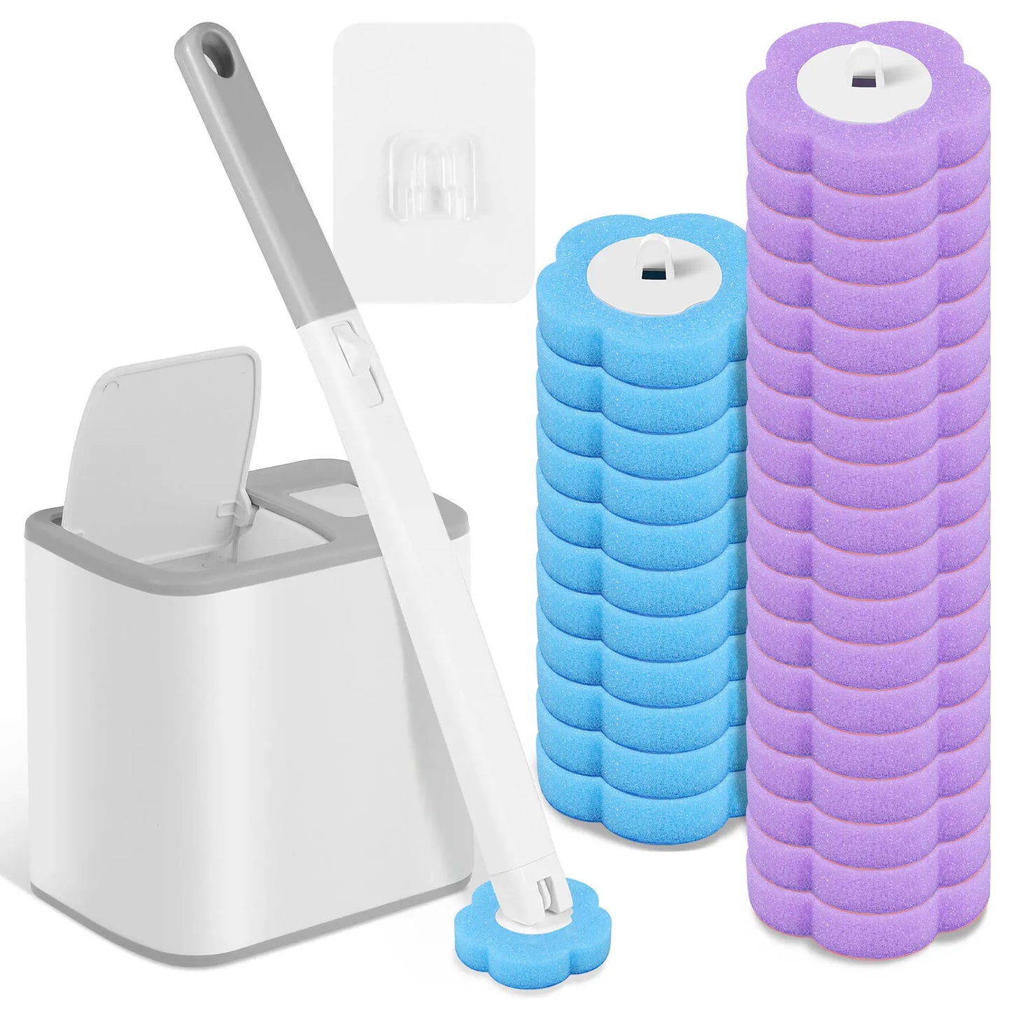 Disposable Toilet Brush Set with Holder & Refills
