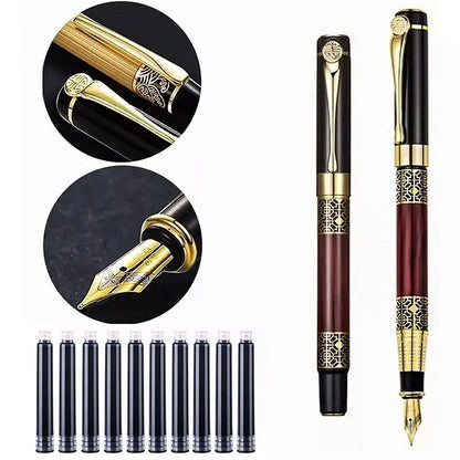 Metal Fountain Pen with Replaceable Ink Cartridges