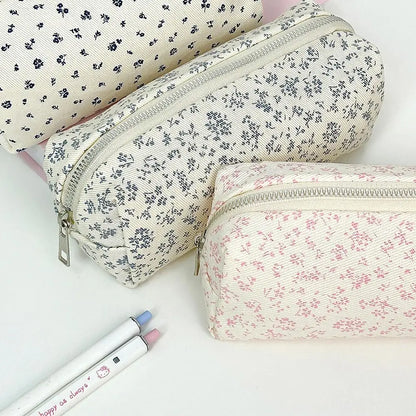 Floral Pencil Case Large Capacity Canvas Pen Bag