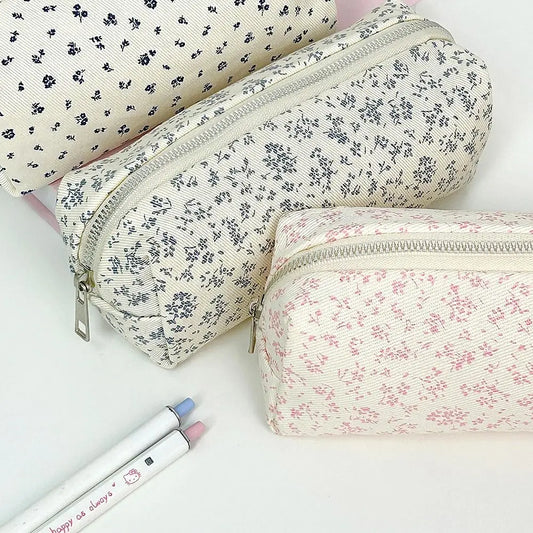Floral Pencil Case Large Capacity Canvas Pen Bag