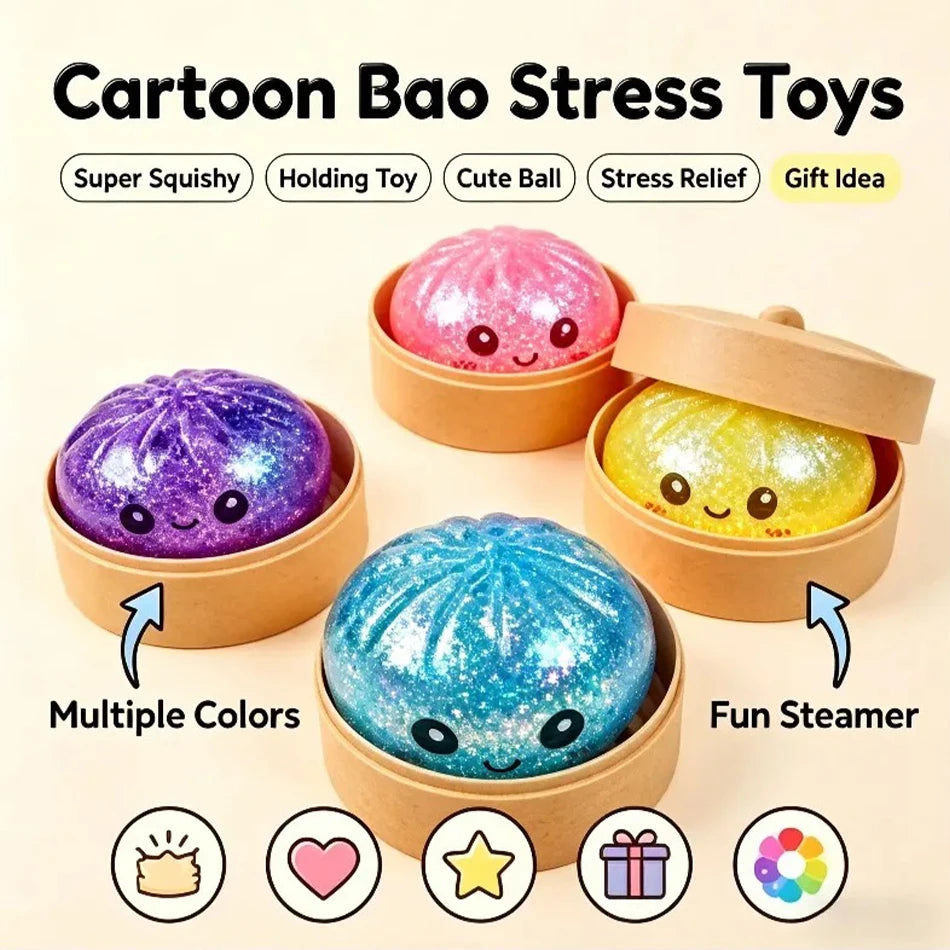 Mini Glitter Dumpling Squishy – 5–5.5cm Fidget Toy