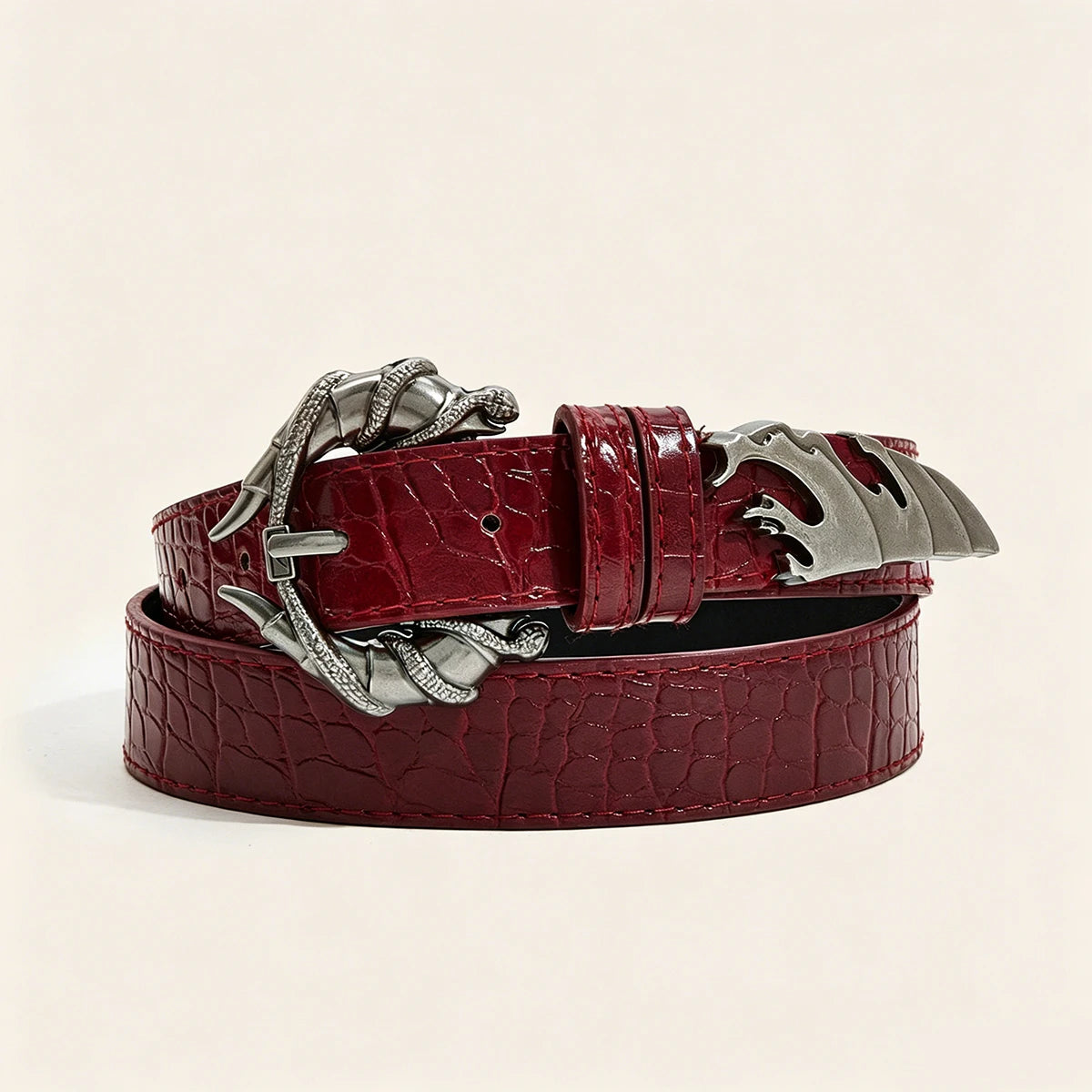 Women's Belt Pants Trousers Jeans Pattern Leather Belt For Cosplay Accessories Women Halloween Suits Black Wine Red Waistband