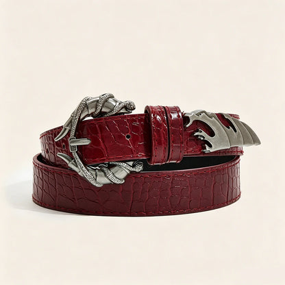 Women's Belt Pants Trousers Jeans Pattern Leather Belt For Cosplay Accessories Women Halloween Suits Black Wine Red Waistband