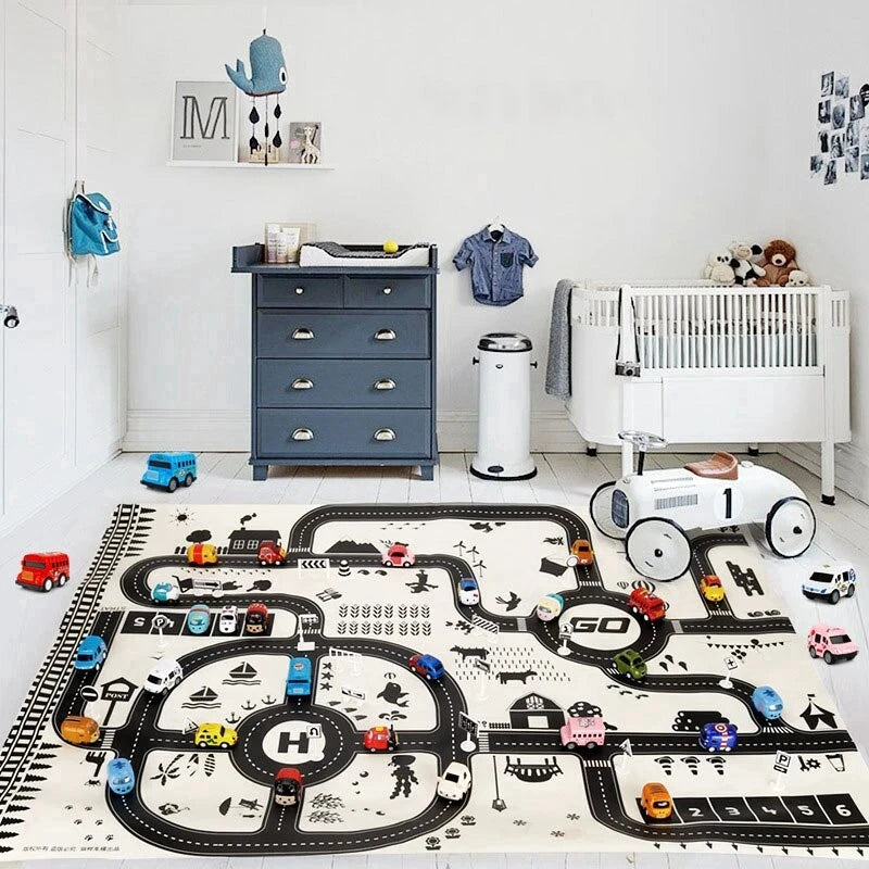 City Parking Lot Play Mat for Kids – Road Map Car Track & Educational Toy