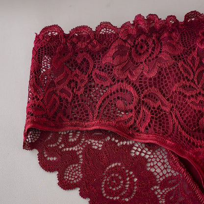 Lace Cotton Panties 3PCS Floral Embroidered Women's Briefs