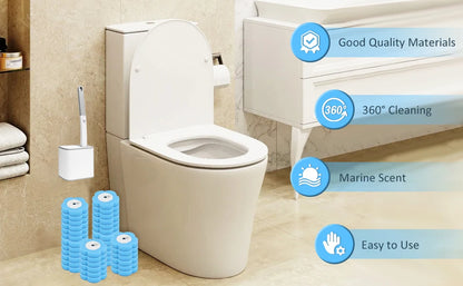 Disposable Toilet Brush Set with Holder & Refills