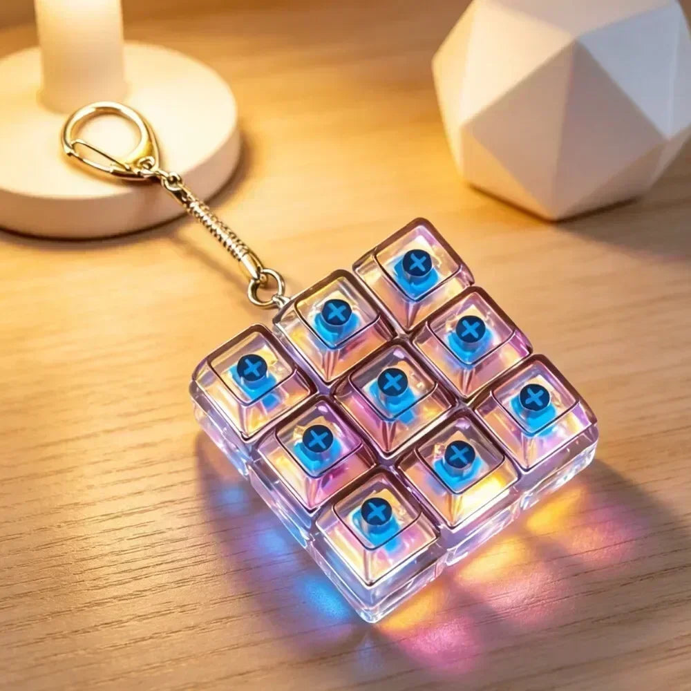 LED Keyboard Keychain Fidget Toy Crystal Clicker Sensory Gadget