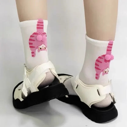 Funny Cat Socks 4 Pairs Cartoon Mid Tube Casual Socks