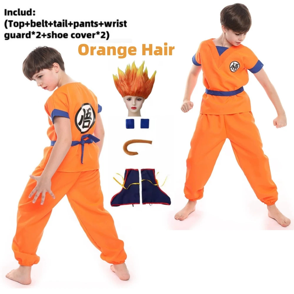 Kids Roku Cosplay Costume Saiyan Anime Outfit Set