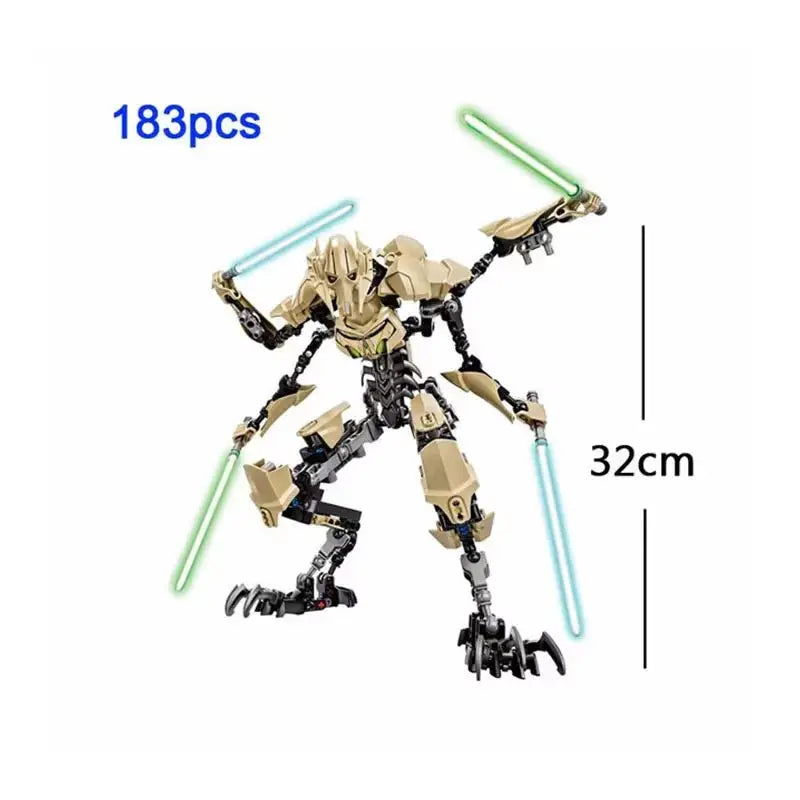 32cm General Grievous PVC Action Figure with Lightsaber Hilts