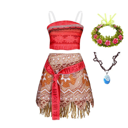 Moana Princess Costume Two Piece Vaiana Dress for Girls