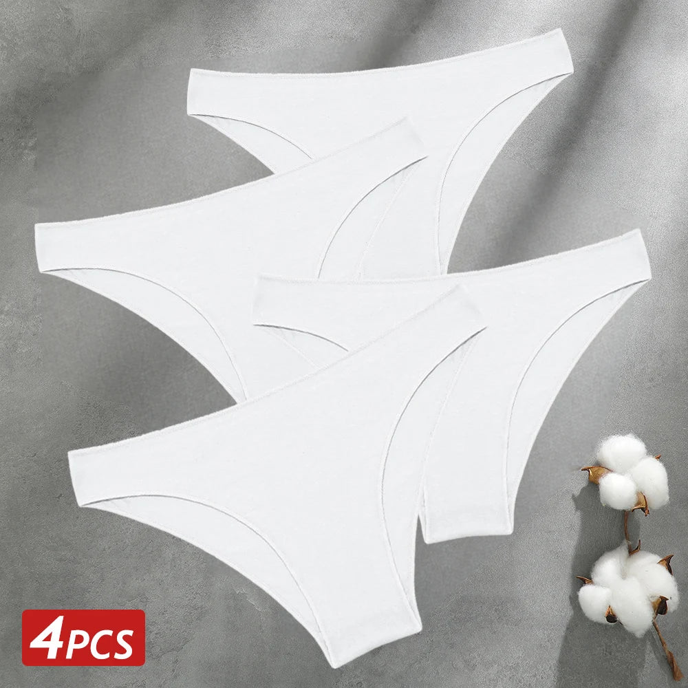 Cotton Seamless Panties 4PCS Women's Low Rise Briefs