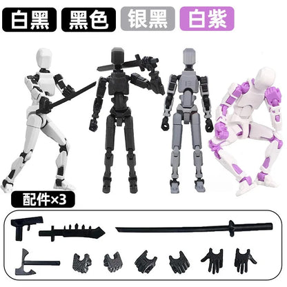 T13 Multi-Joint Robot Action Figure with Dog – 14cm Poseable Model