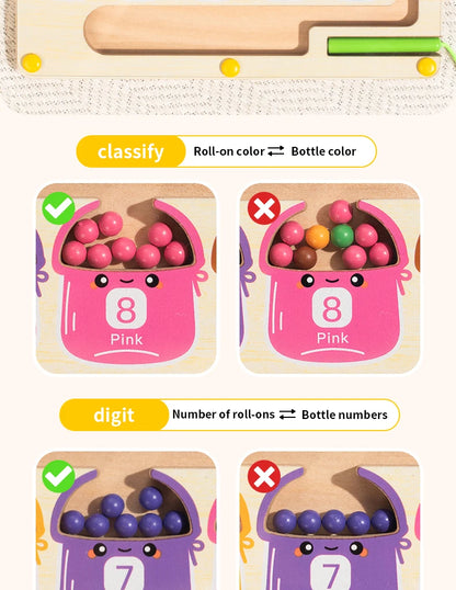 Wooden Magnetic Color Number Maze with Drawing Board