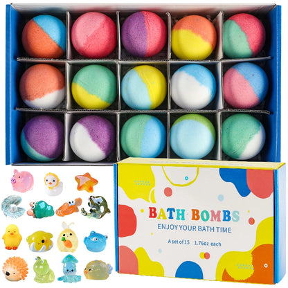 Kids Bath Bomb Gift Set 15 Pack with Surprise Toys