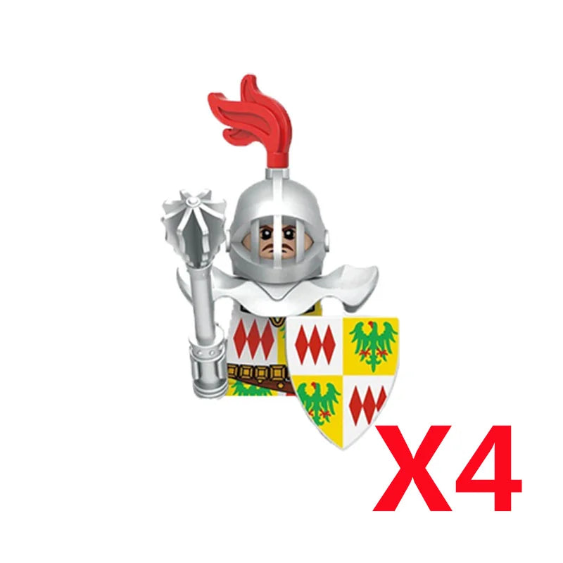 Medieval Castle Building Blocks Wolf Warrior Crusader Knight Figures Set