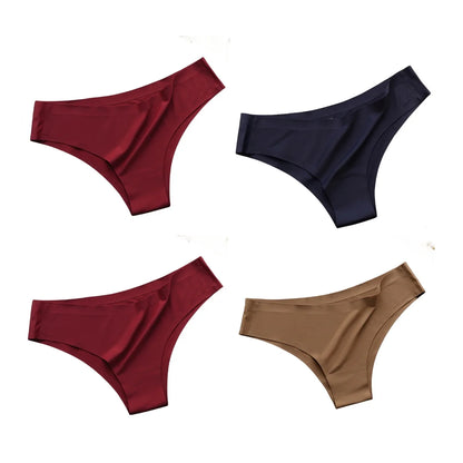Seamless Brazilian Panties 4PCS Ice Silk Low Rise Briefs