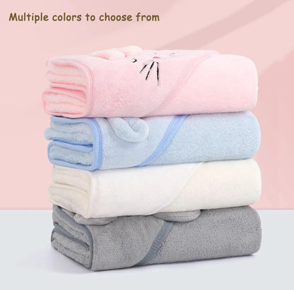 Baby Hooded Bath Towel Coral Fleece Toddler Bathrobe