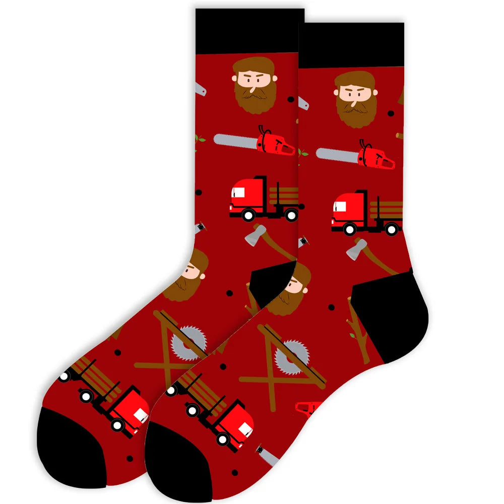 Men's socks original design happy socks animal food astronaut men's socks crew geometric women's socks halloween socks