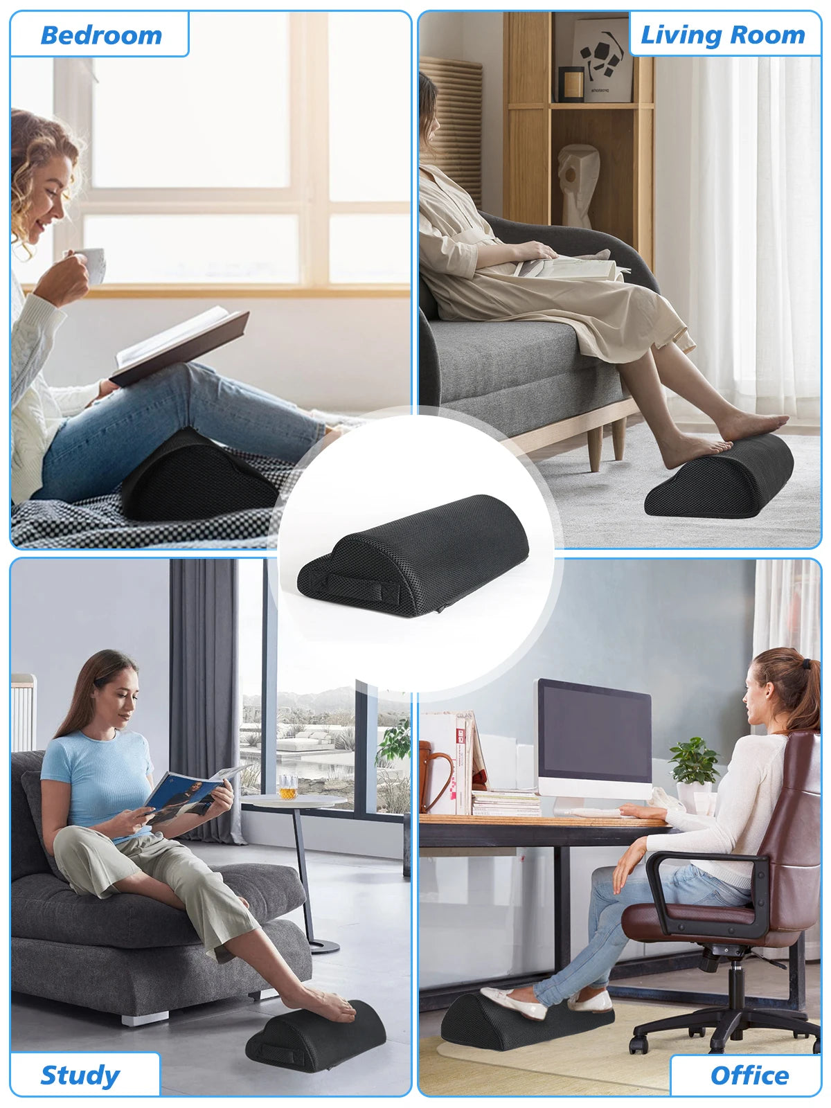 Memory Foam Under Desk Footrest – Office & Gaming Leg Support Pillow
