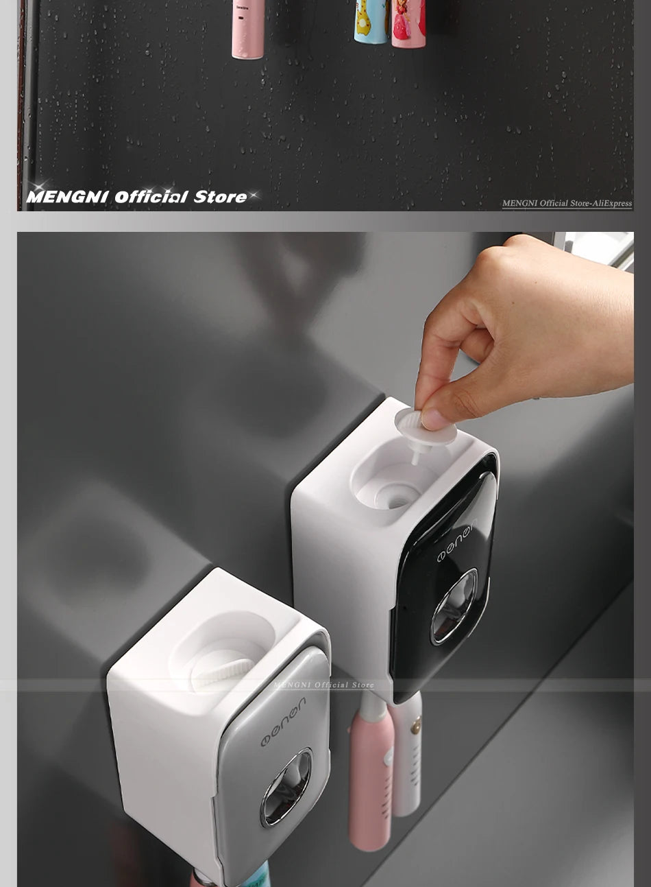 Wall-Mounted Toothpaste Dispenser – Punch-Free Toothbrush Holder