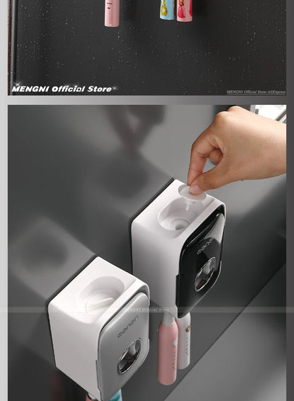 Wall-Mounted Toothpaste Dispenser – Punch-Free Toothbrush Holder