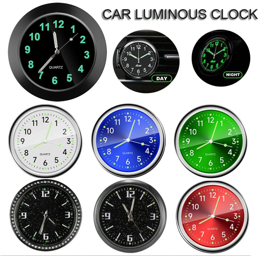 Mini Car Clock – Luminous Quartz Dashboard & Air Vent Clock