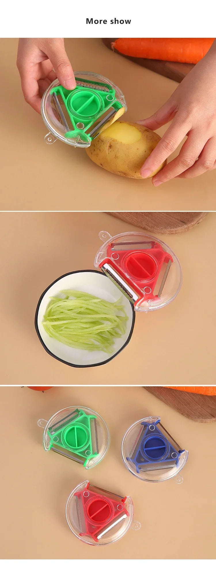 3-in-1 Stainless Steel Vegetable Peeler Set